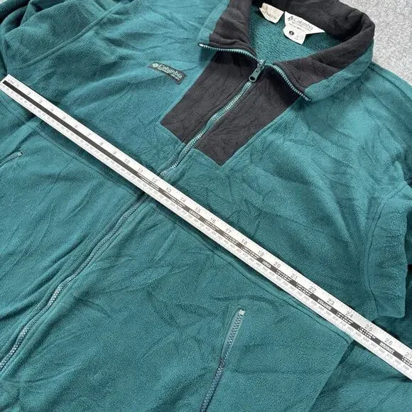 Vintage Columbia Fleece Jacket Men’s Large Green Full Zip Coat Warm Outdoor - Picture 7 of 8